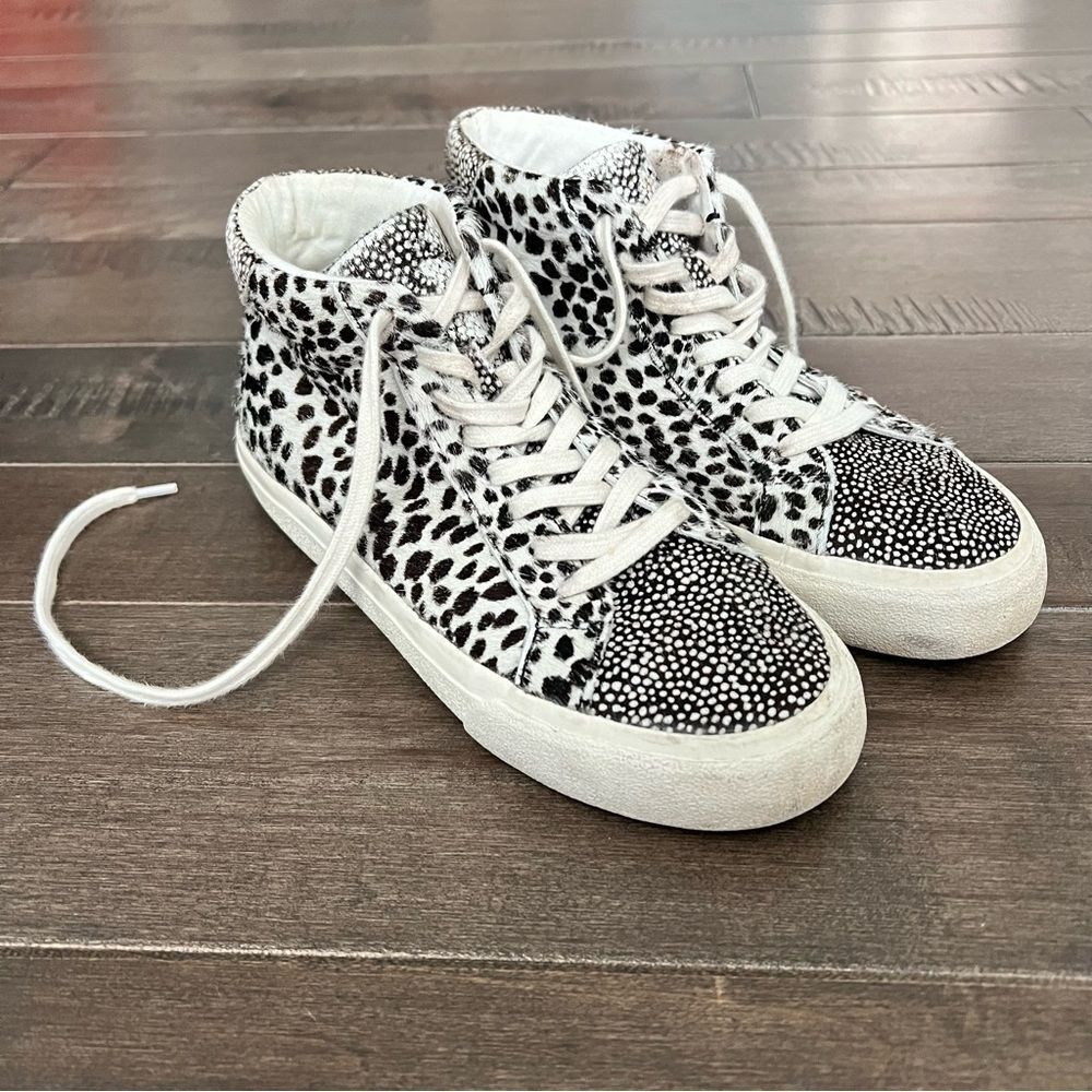 Madewell Sidewalk High-Top Sneakers in Spot Mix Suede 7.5 Calf Hair Unisex